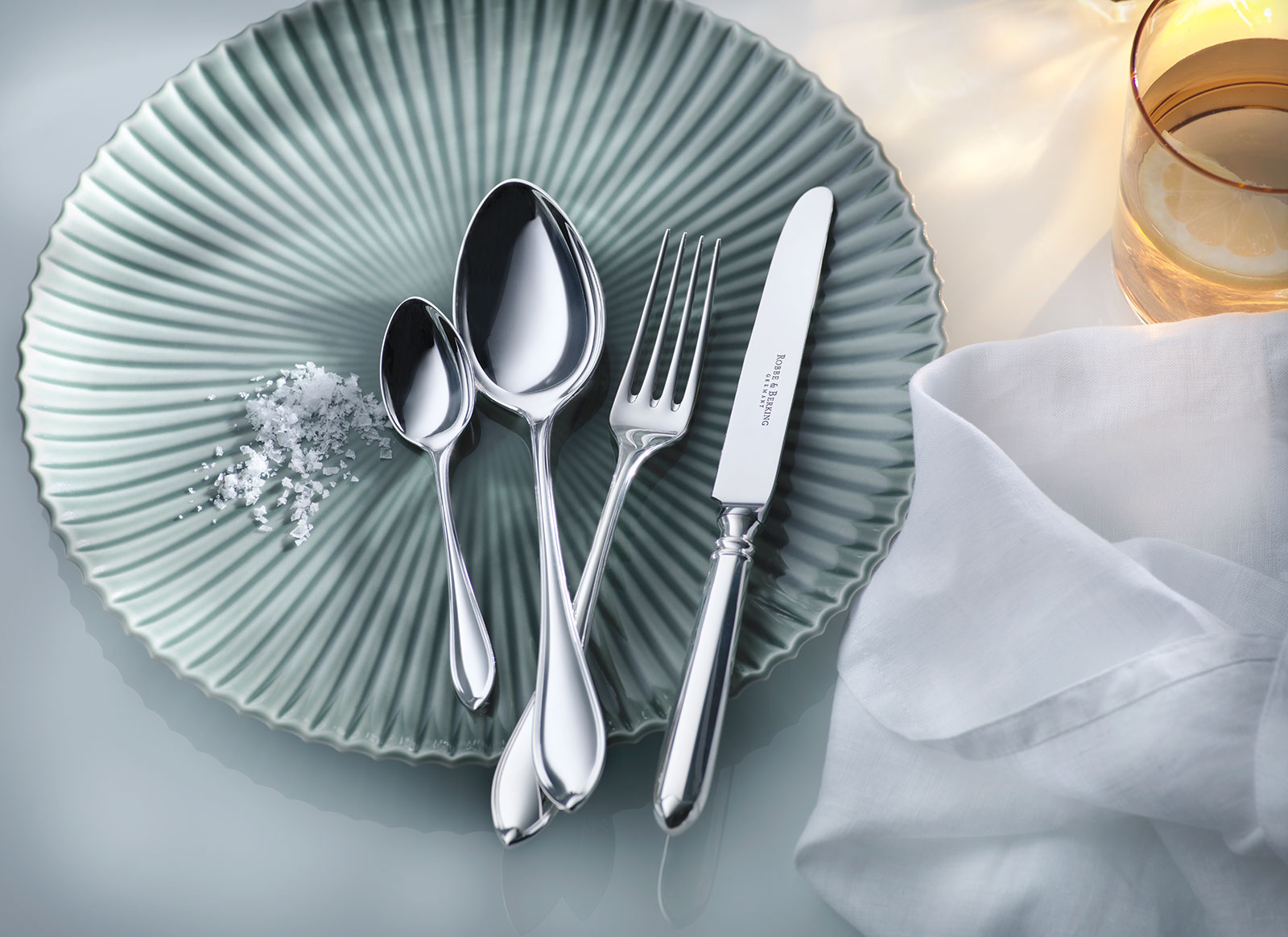 Robbe & Berking Navette Salatbesteck groß 925Silber