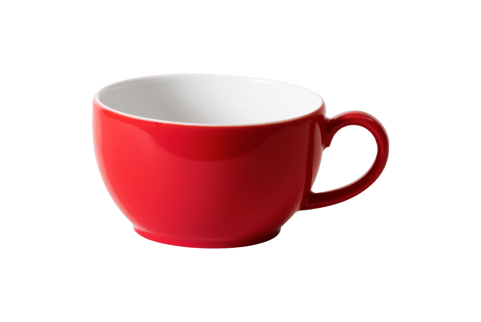 Die Solid Color rot Cappuccinotasse ist von außen feuerwehrrot und von innen weiß.