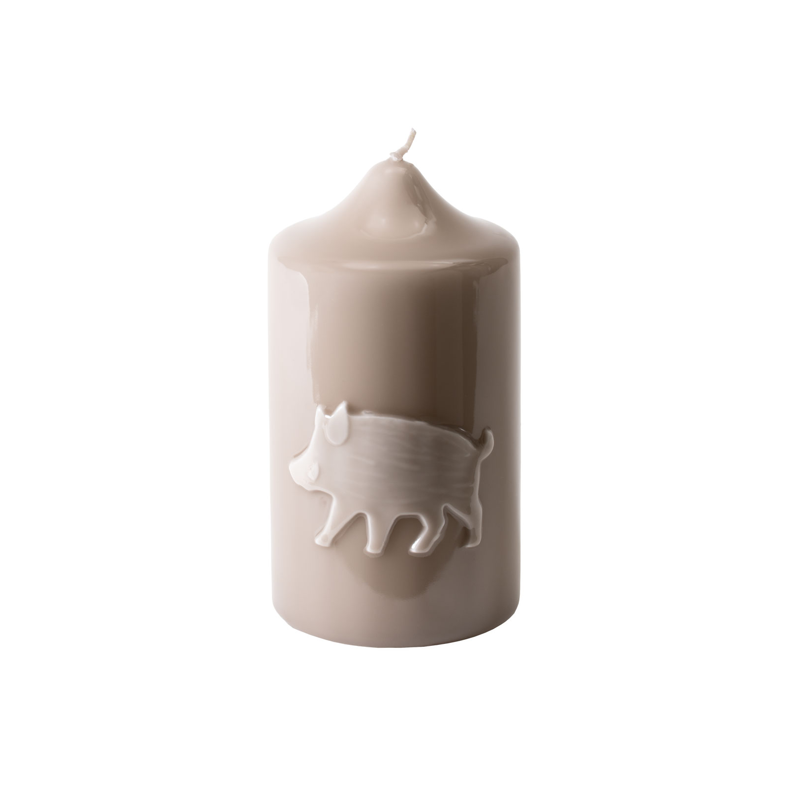 Engels Kerzen Gelackte Stumpenkerze Wildschwein 8x15cm kiesel