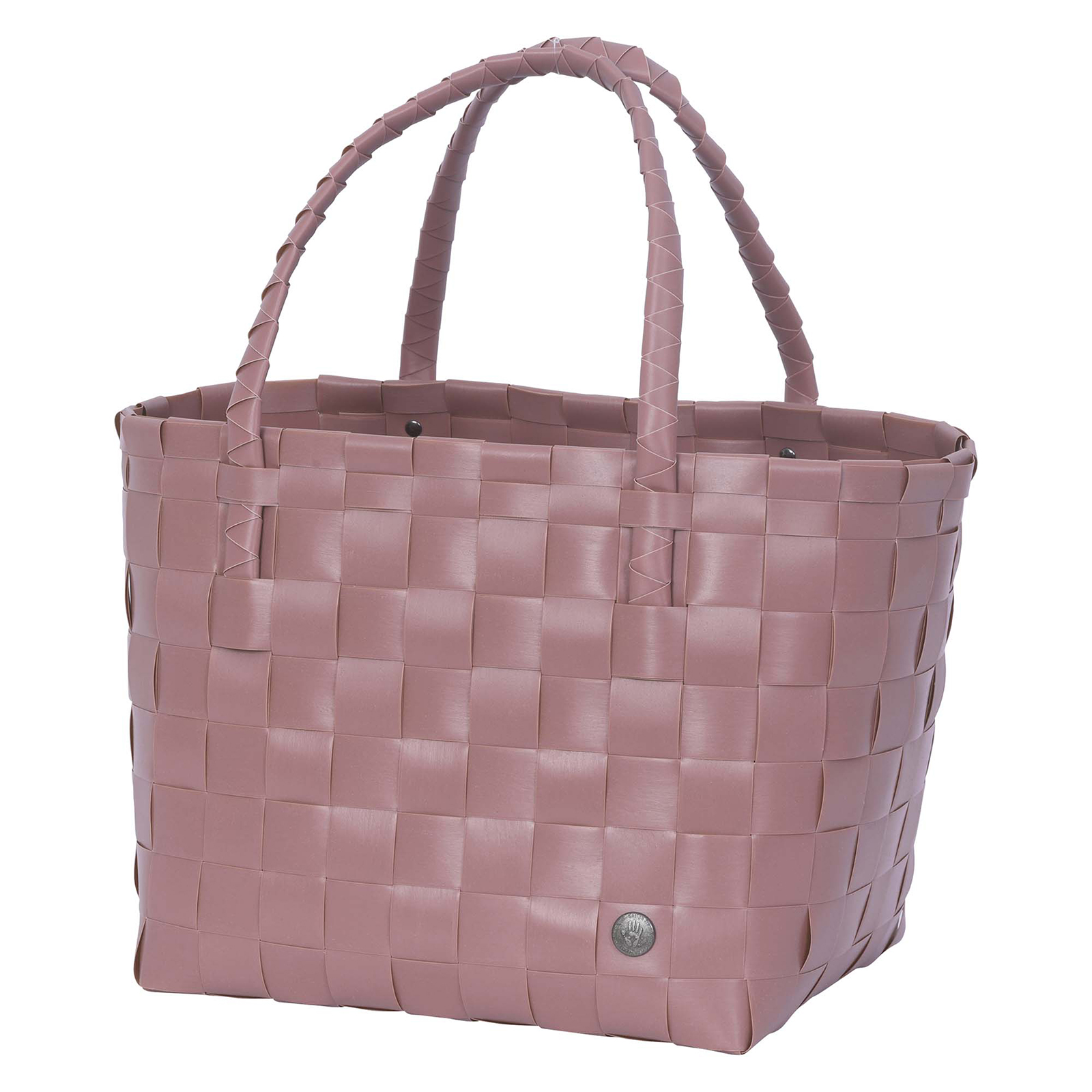 Der Paris Shopper in rustic pink ist ein Einkaufskorb geflochten aus recyceltem Kunststoff in Altrosa.