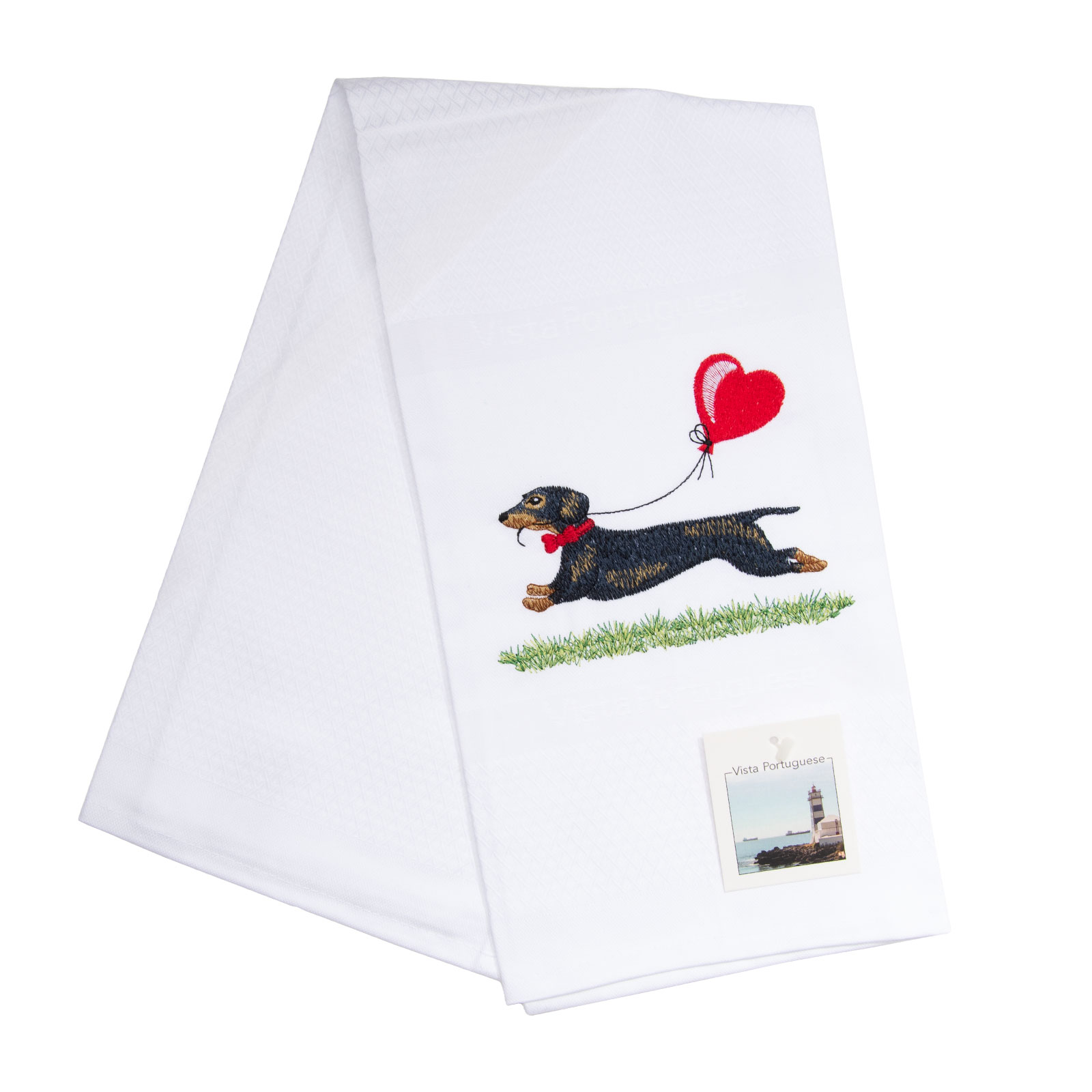 Vista Portuguese Geschirrtuch Dackel Ballon 50x70cm