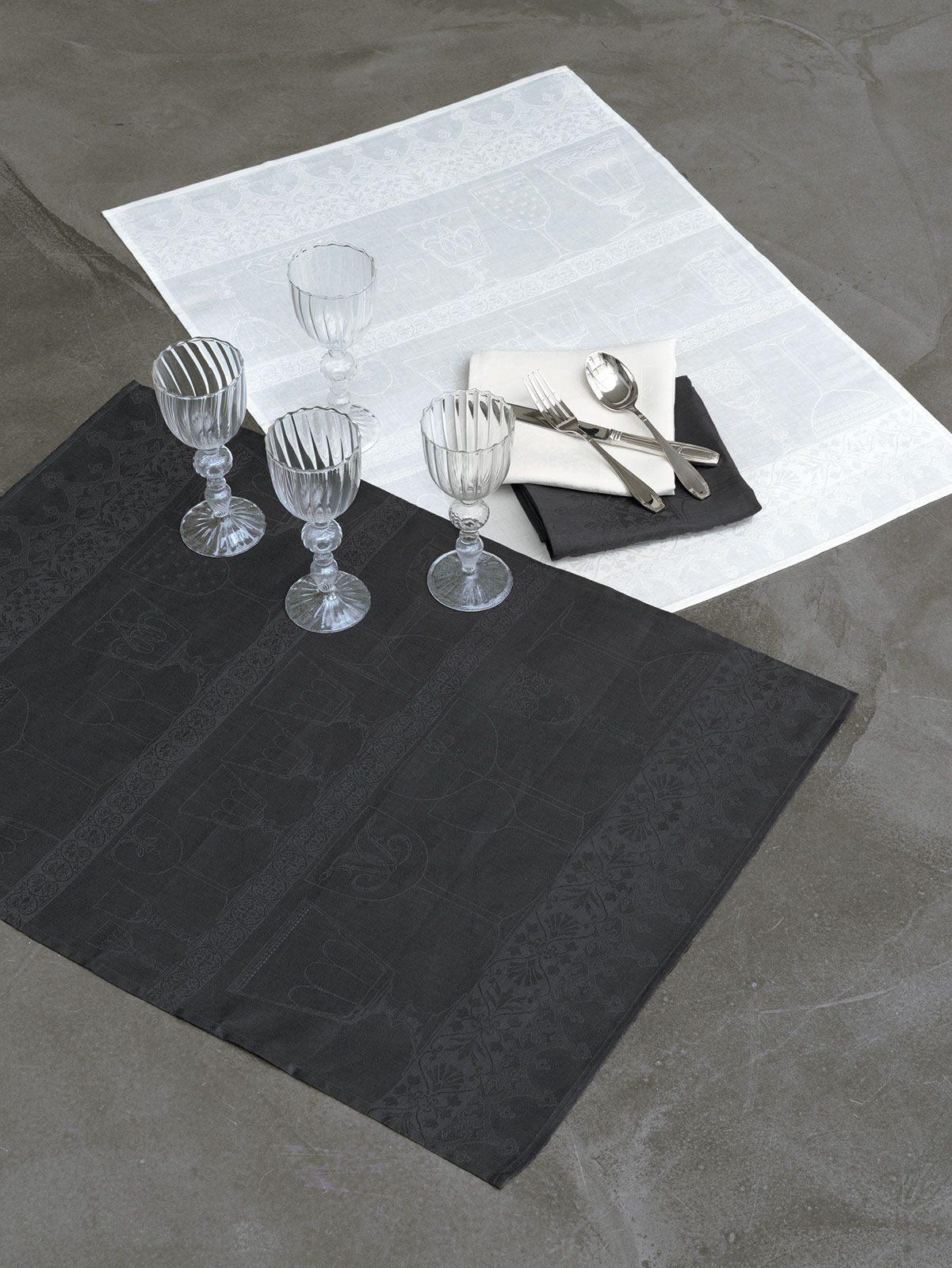 Le Jacquard Francais Cristal Gläsertuch 60x80cm Leinen onyx