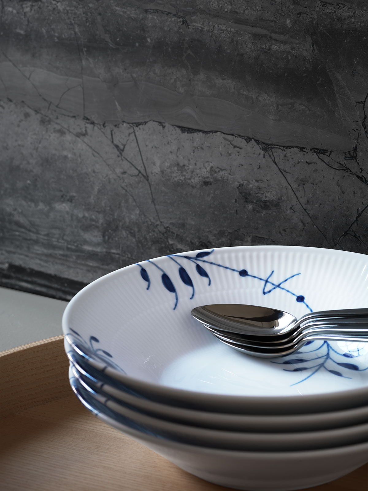 Royal Copenhagen Mega Blau Gerippt Suppenteller 17cm Coupe 2381600