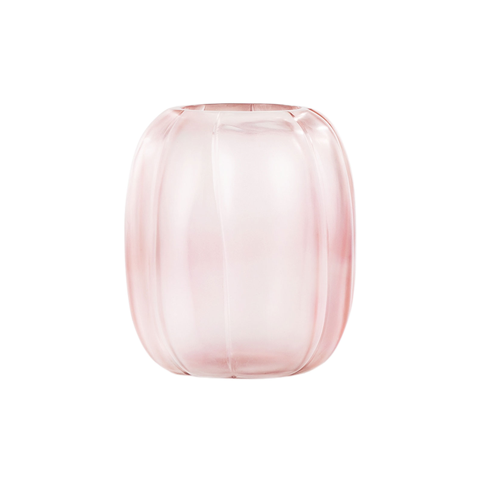 Die Lalibela Vase in rose von Guaxs ist eine rosafarbene Glasvase mit einer handgearbeiteten Oberfläche.