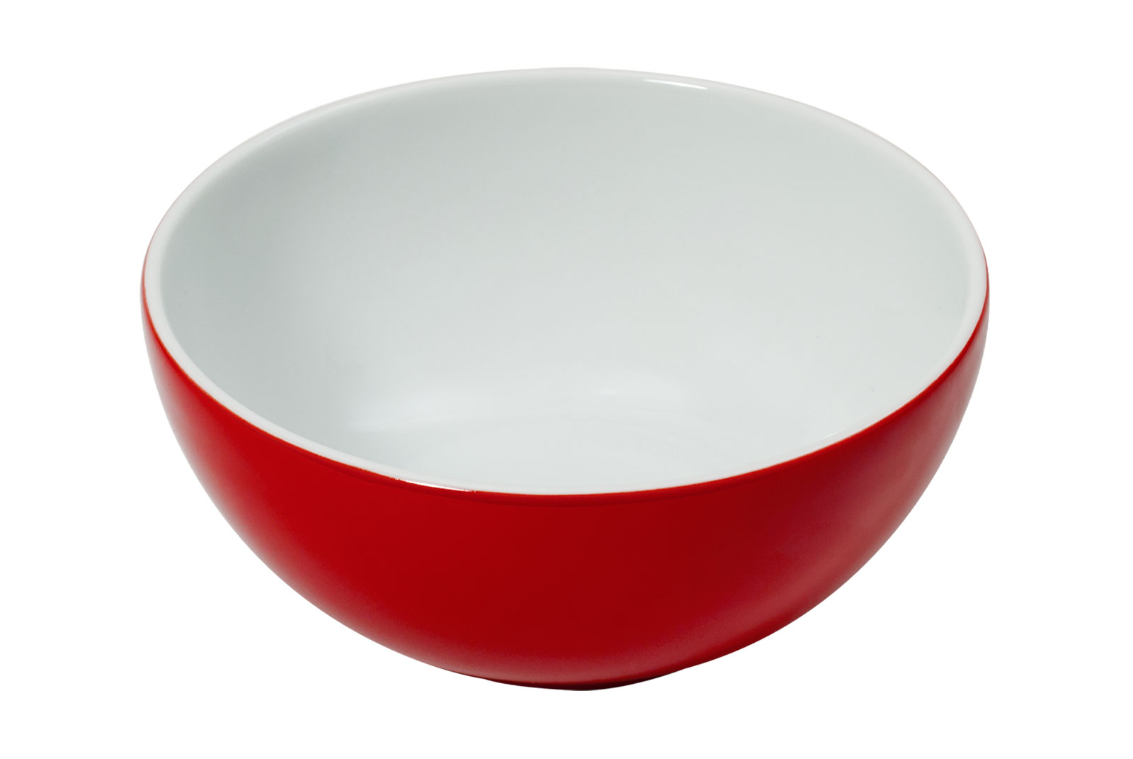 Die Solid Color rot Schale von Dibbern ist von außen feuerwehrrot und innen weiß.
