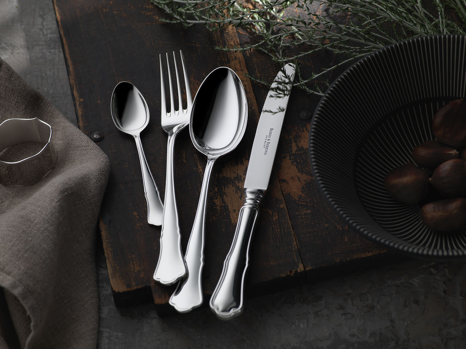 Robbe & Berking Alt-Chippendale Salatbesteck groß 150versilbert