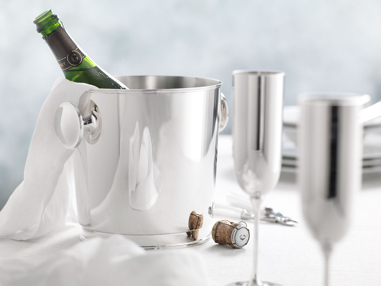 Robbe & Berking Champagnerkühler mit Knauf 90versilbert