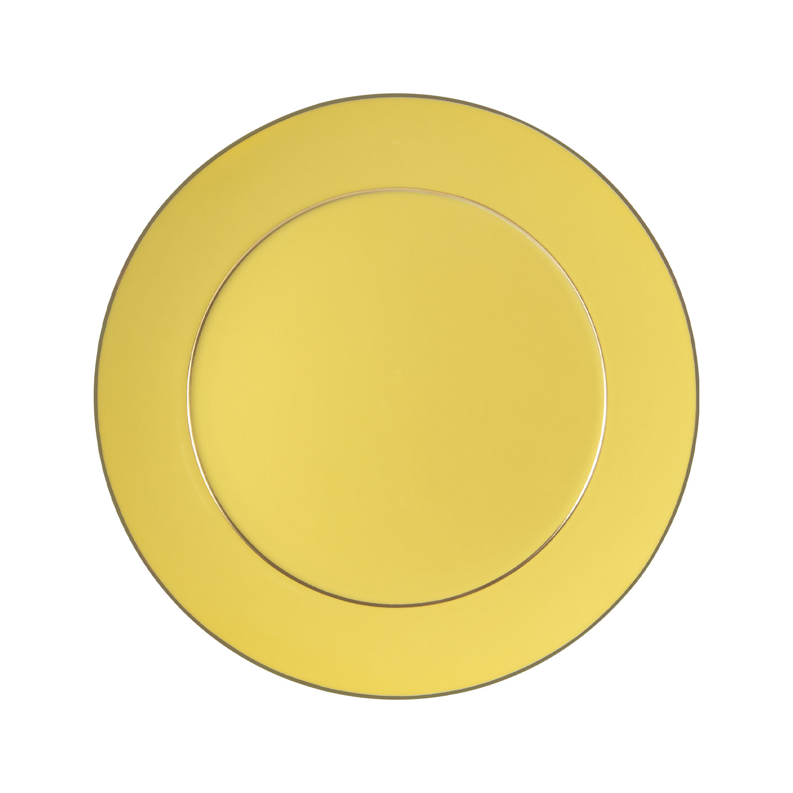 Der Urban Colors Speiseteller gelb von Meissen hat eine schöne löwenzahngelbe Farbe und goldene Zierränder.