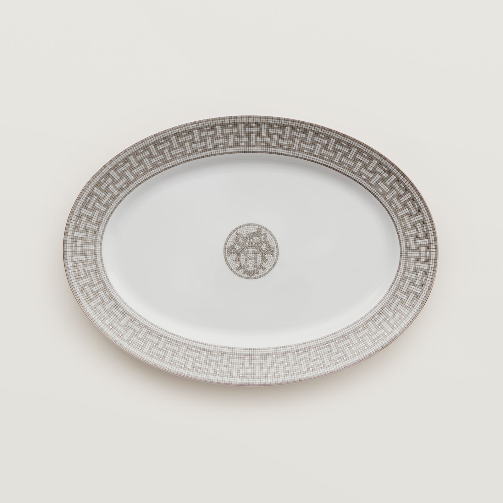 HERMÈS Paris Mosaïque au 24 Platin Platte oval 42cm
