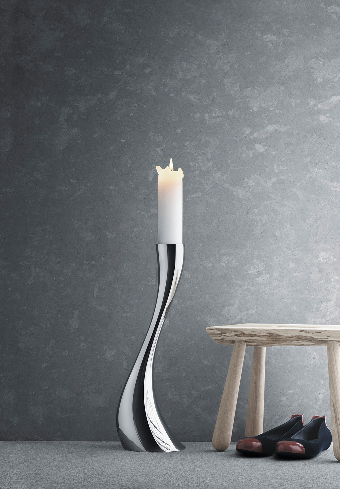 Georg Jensen Cobra Bodenkerzenleuchter mittel 50,0cm Edelstahl