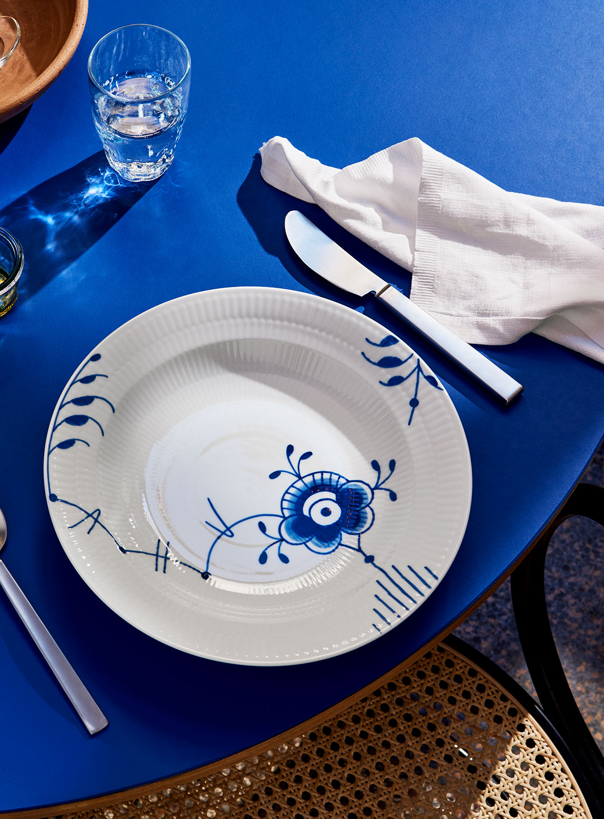 Royal Copenhagen Mega Blau Gerippt Suppenteller 21cm Dekor 6 groß
