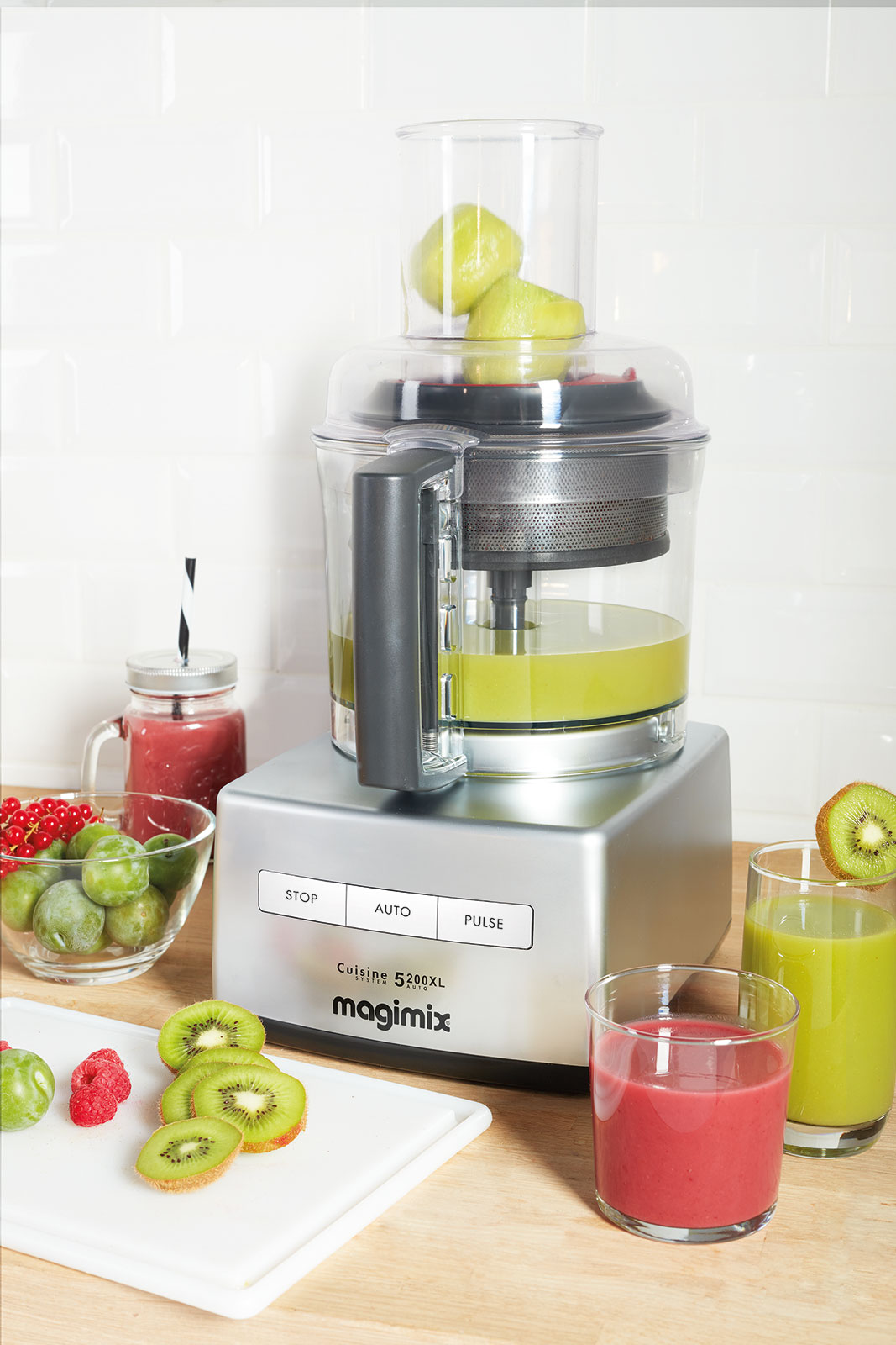 Magimix Küchenmaschine Cuisine Système 5200 XL Premium chrome brillant inkl. Zubeh&ouml;r Scheiben-Set 3-tlg. Saft- &amp; Smoothiemix-Set