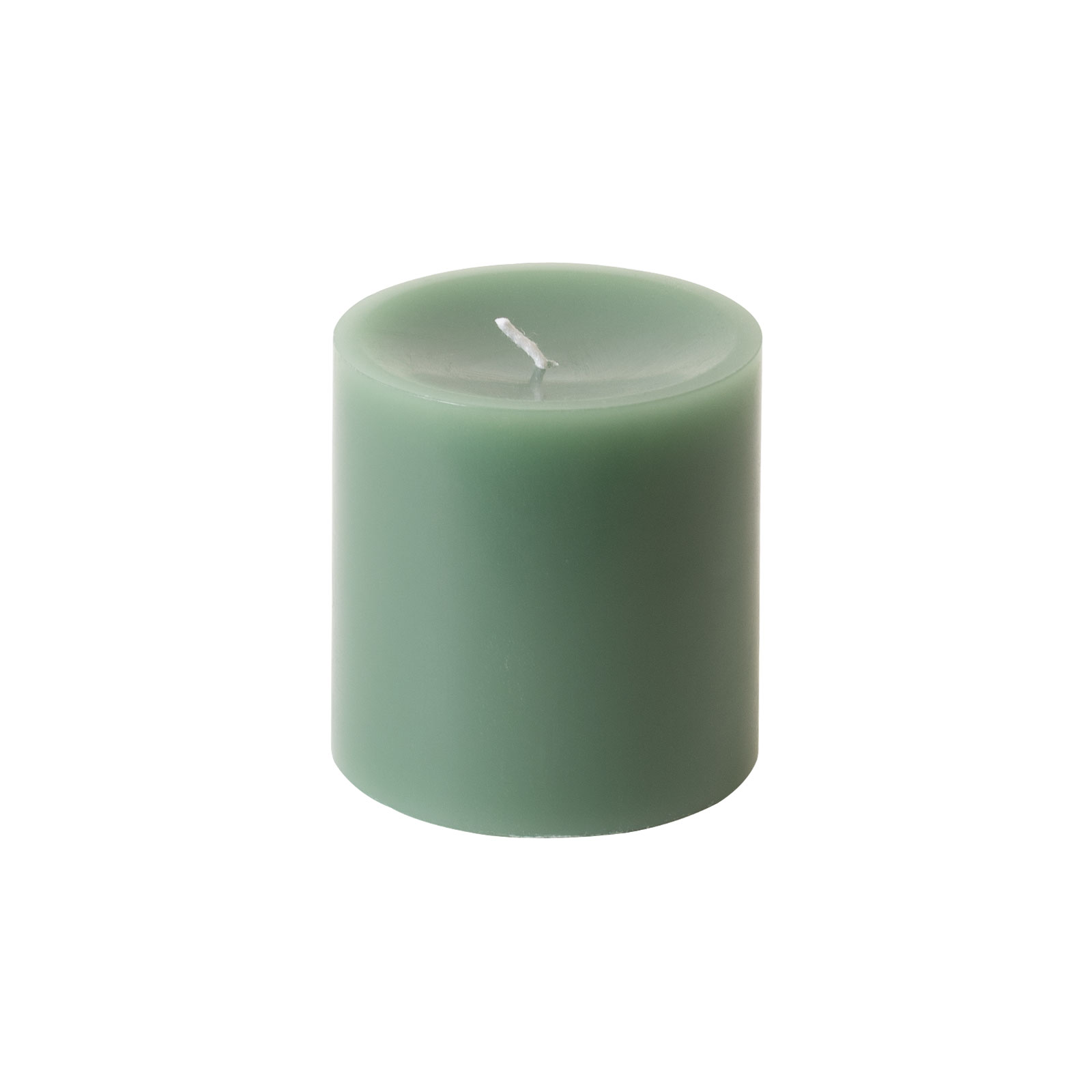 Die Stumpenkerze 8x8cm linde von Engels Kerzen hat eine hübsche pastellgrüne Farbe.