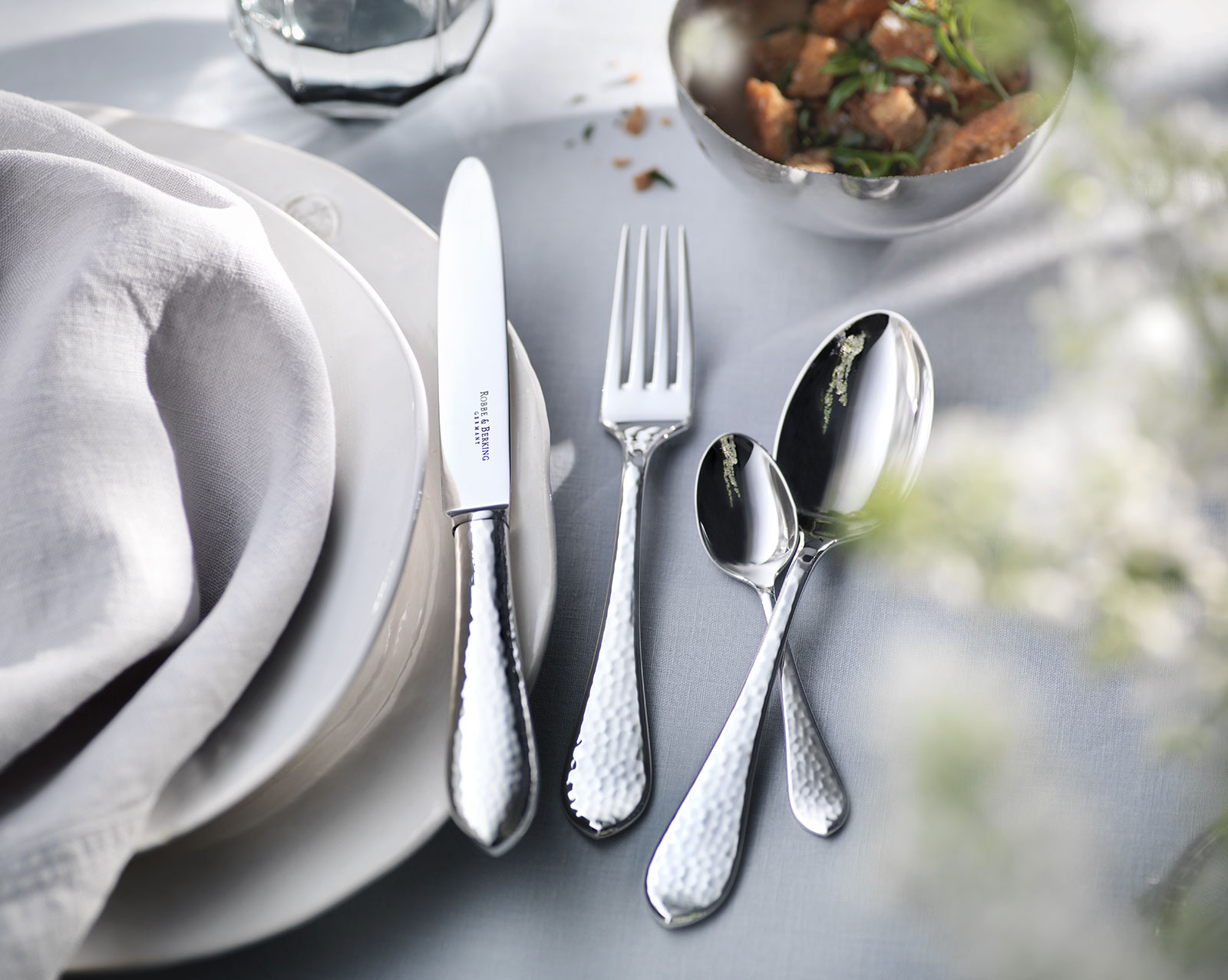 Robbe & Berking Martelé Dessertgabel 925Silber
