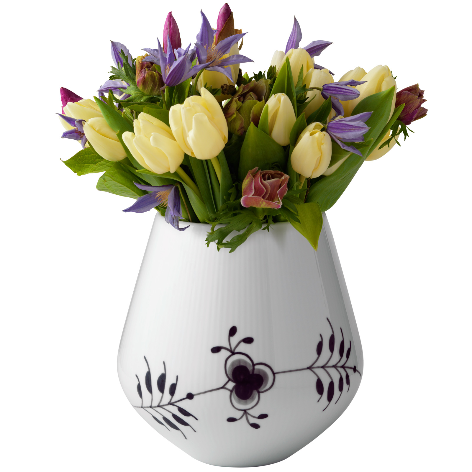Royal Copenhagen Mega Schwarz Gerippt Vase 20,5cm