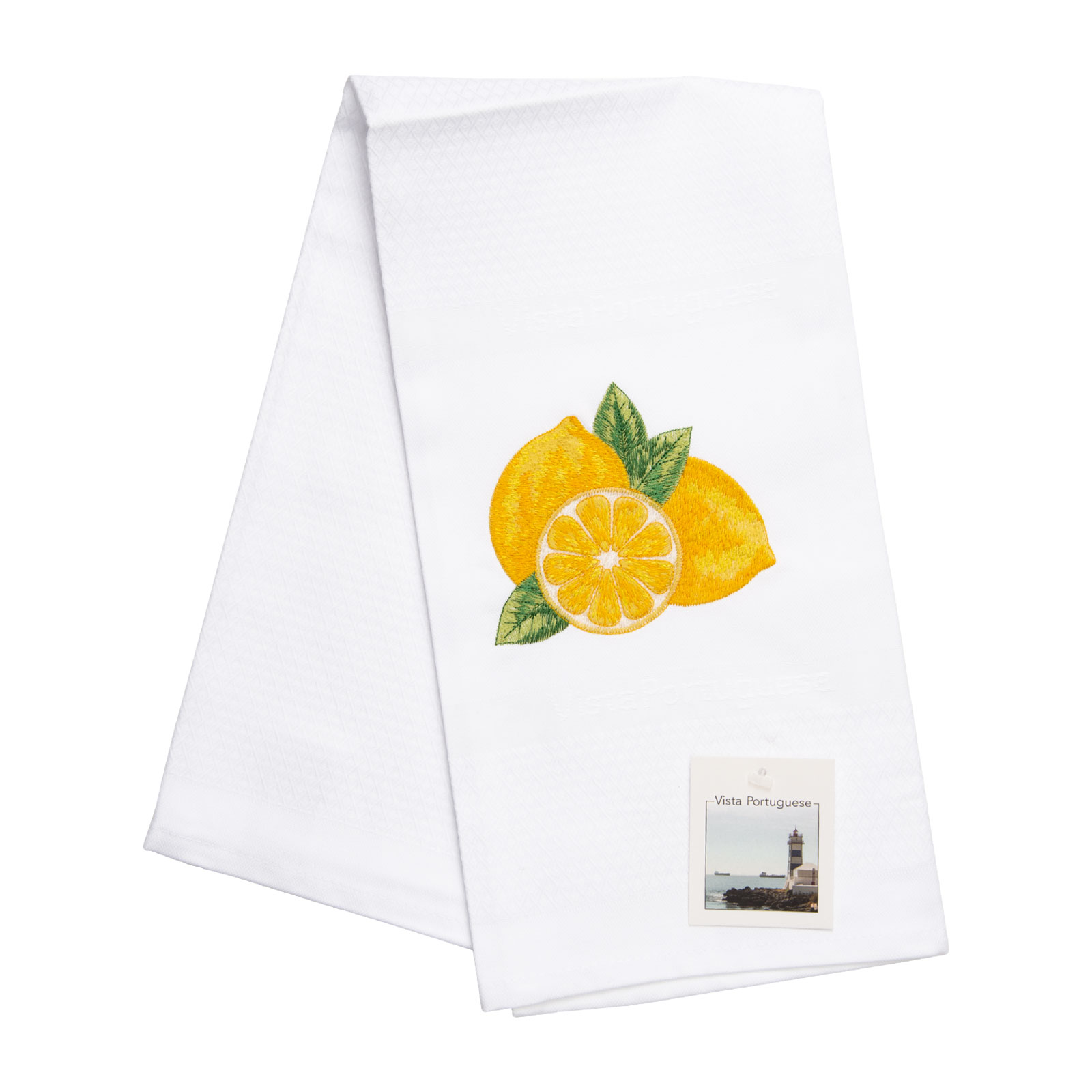 Ansicht des gefalteten Geschirrtuch Lemon / Zitrone 50x70cm von Vista Portuguese.