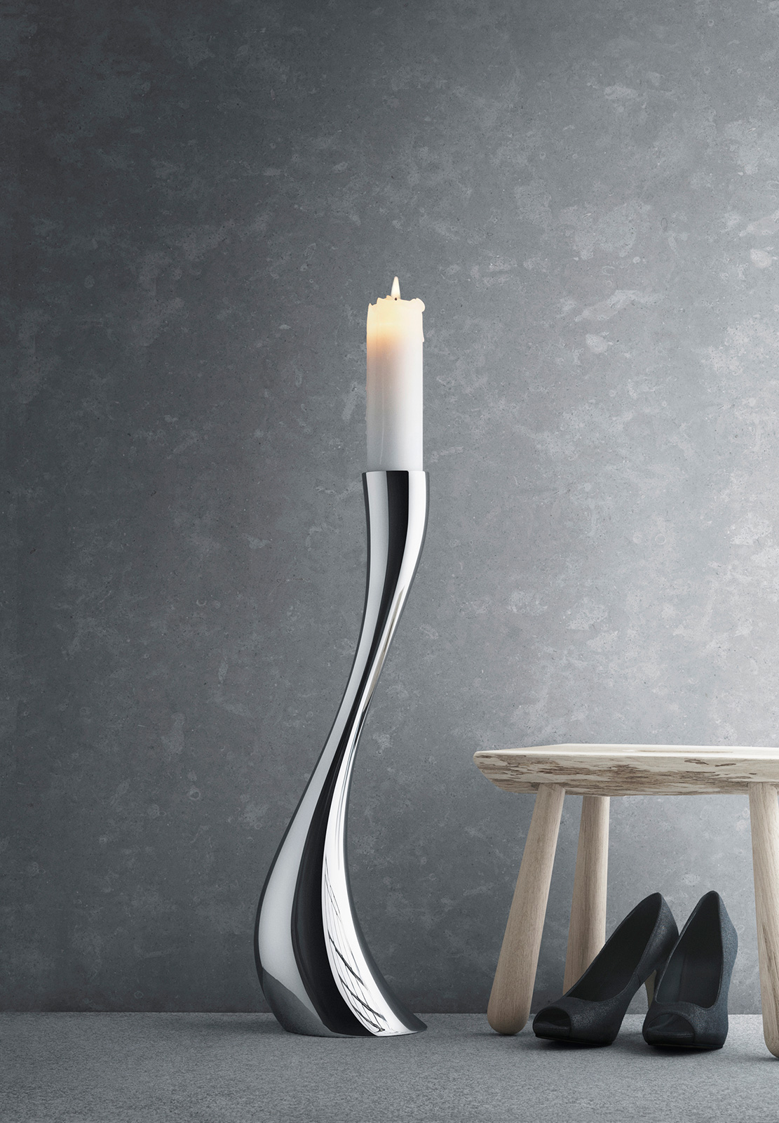 Georg Jensen Cobra Bodenkerzenleuchter groß 60,0cm Edelstahl