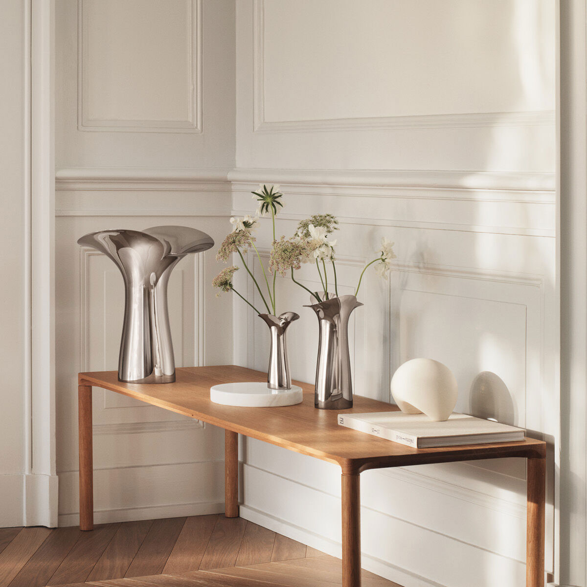 Georg Jensen Bloom Botanica Vase mittel 22cm Edelstahl