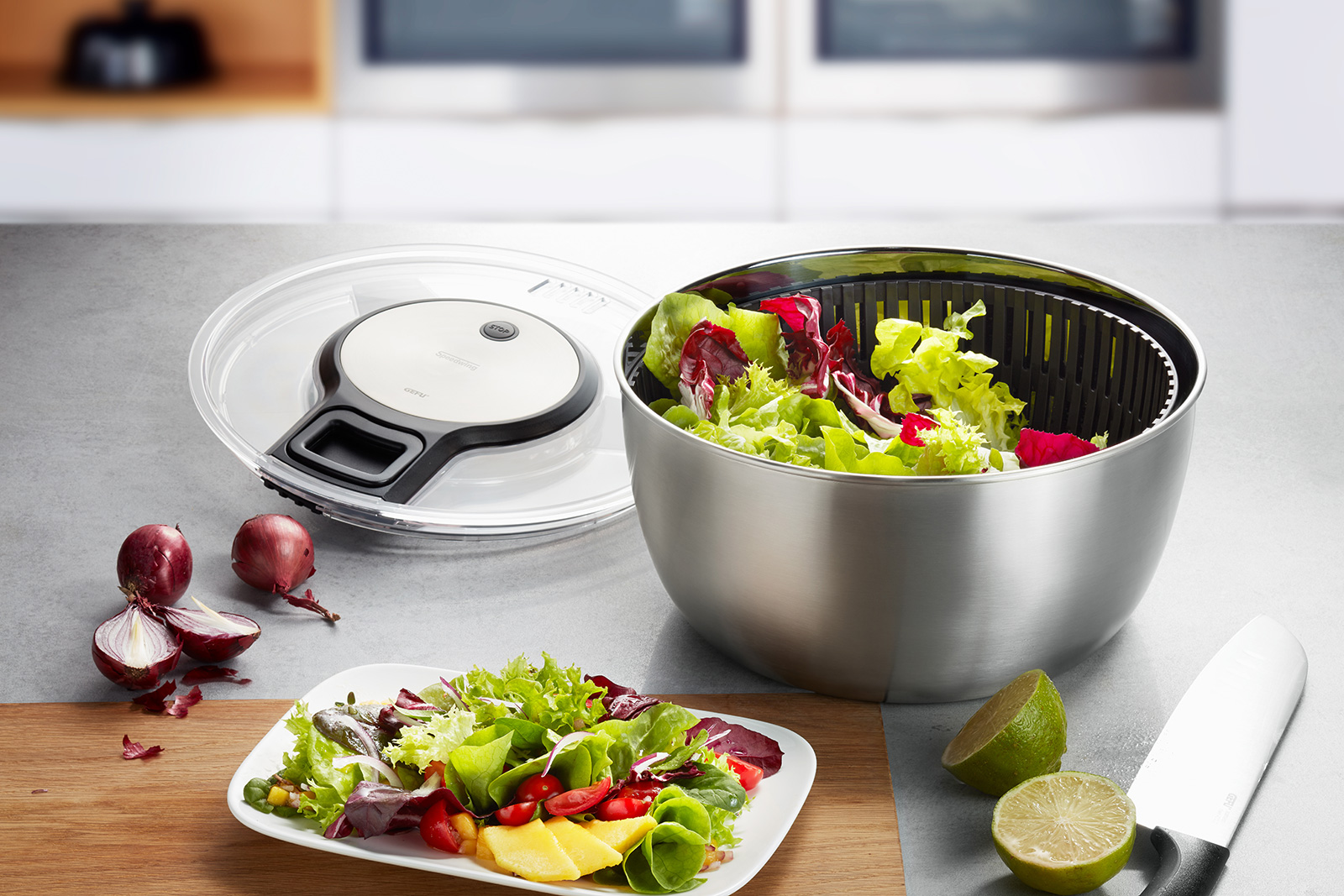 Gefu Salatschleuder SPEEDWING Edelstahl