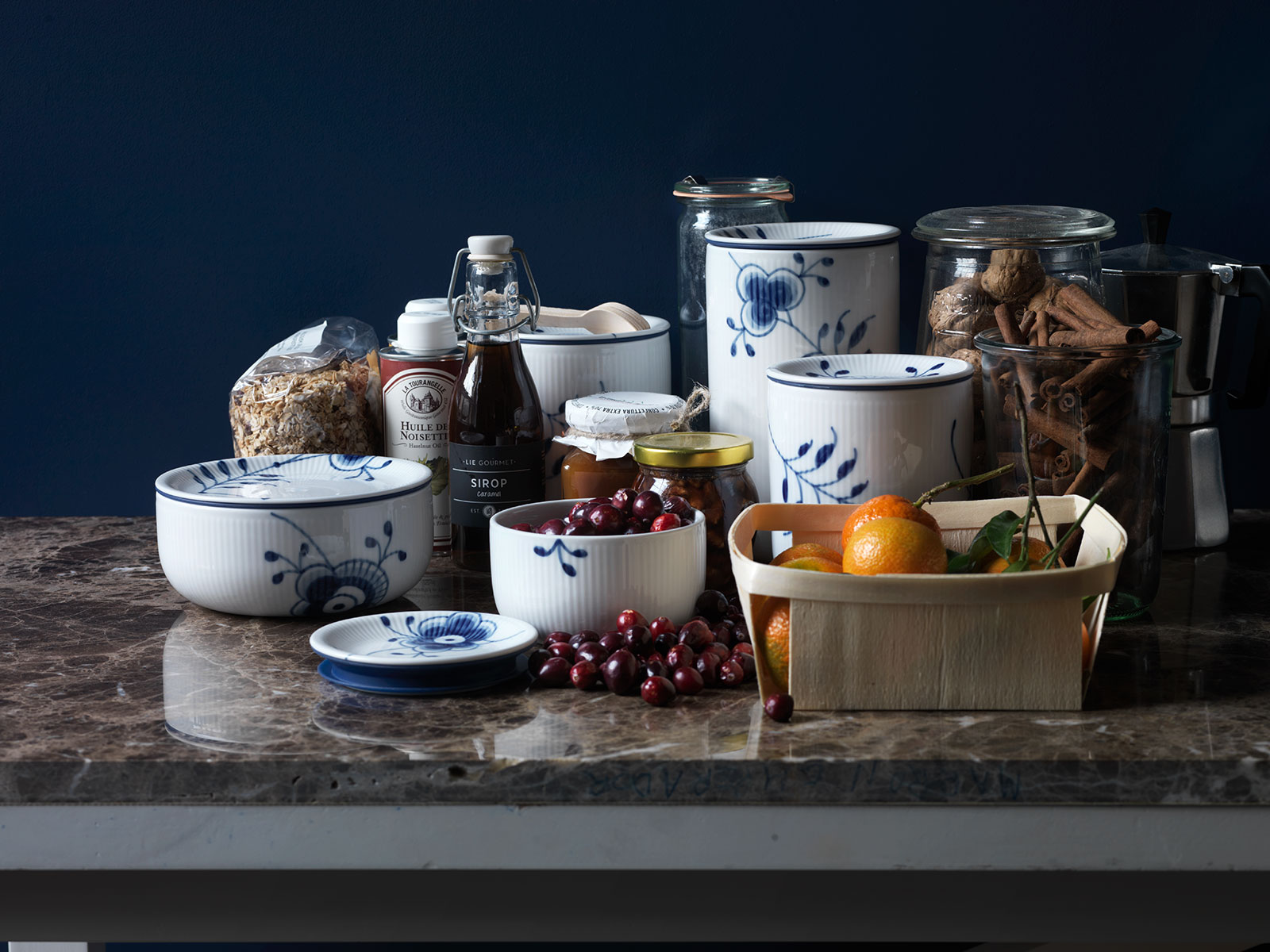 Royal Copenhagen Mega Blau Gerippt Vorratsdose klein 0,33ltr. 23812 39