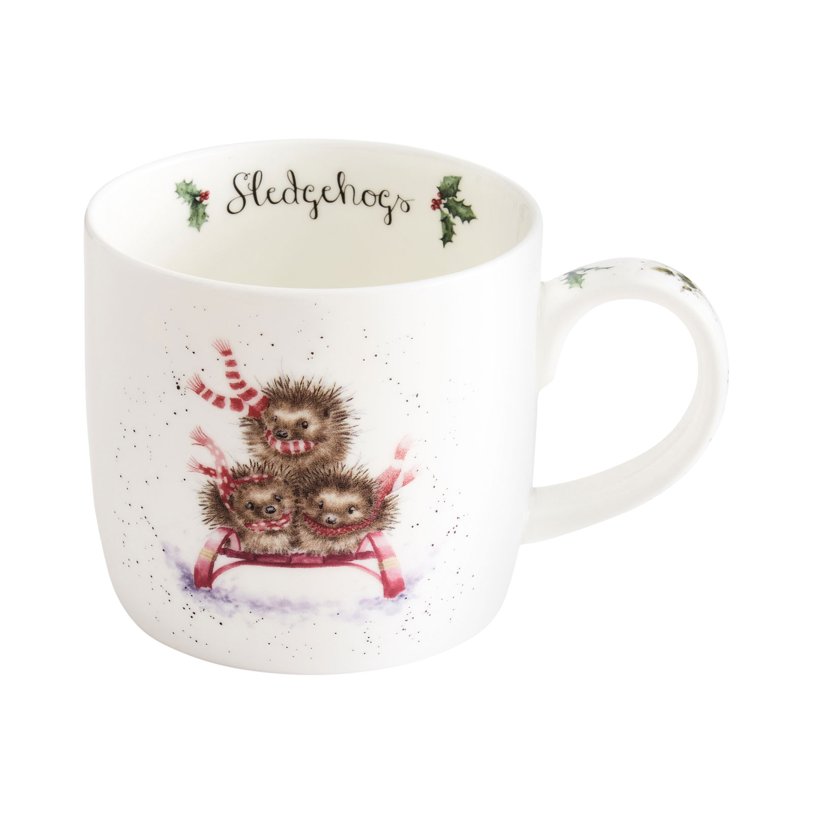 Royal Worcester Wrendale Designs Becher Sledgehogs / Igel 0,31ltr. (Christmas Collection)