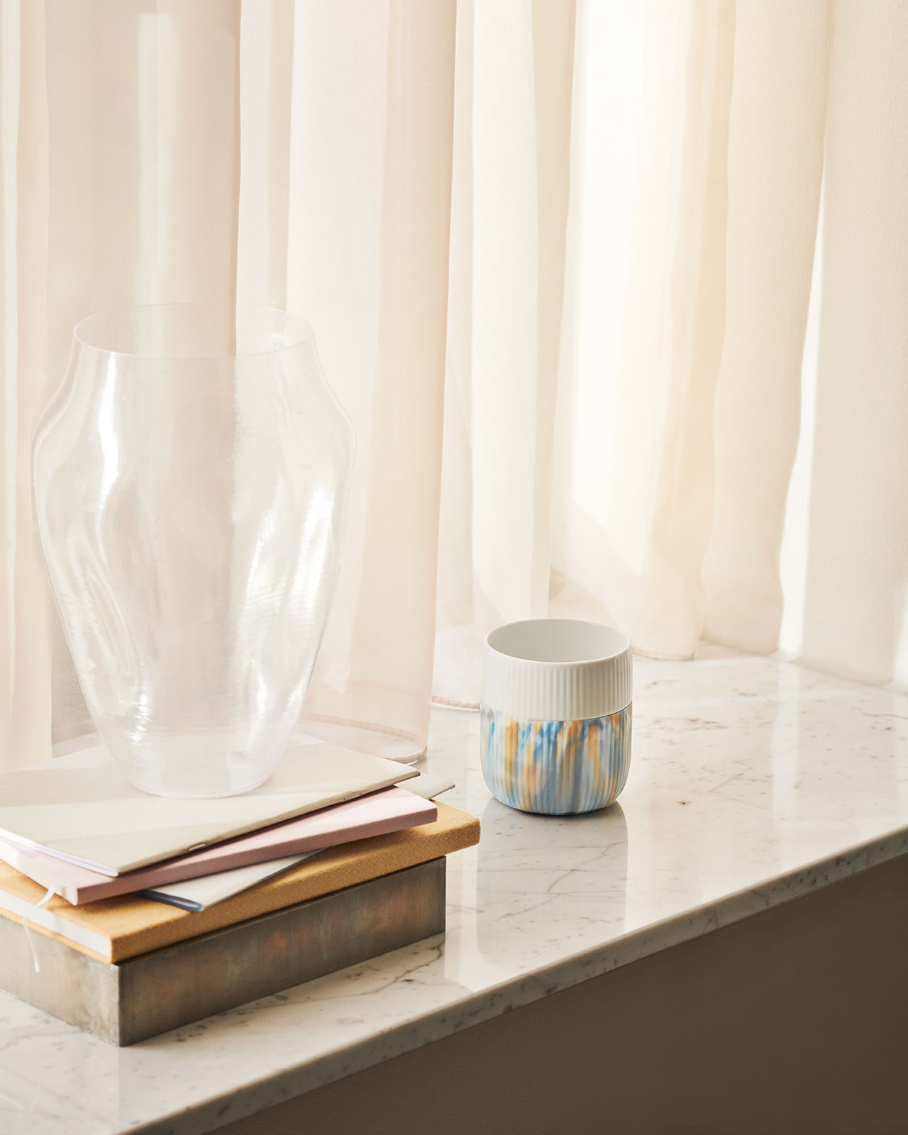 Royal Copenhagen Gerippt Contrast Becher Marble Ocean Mist