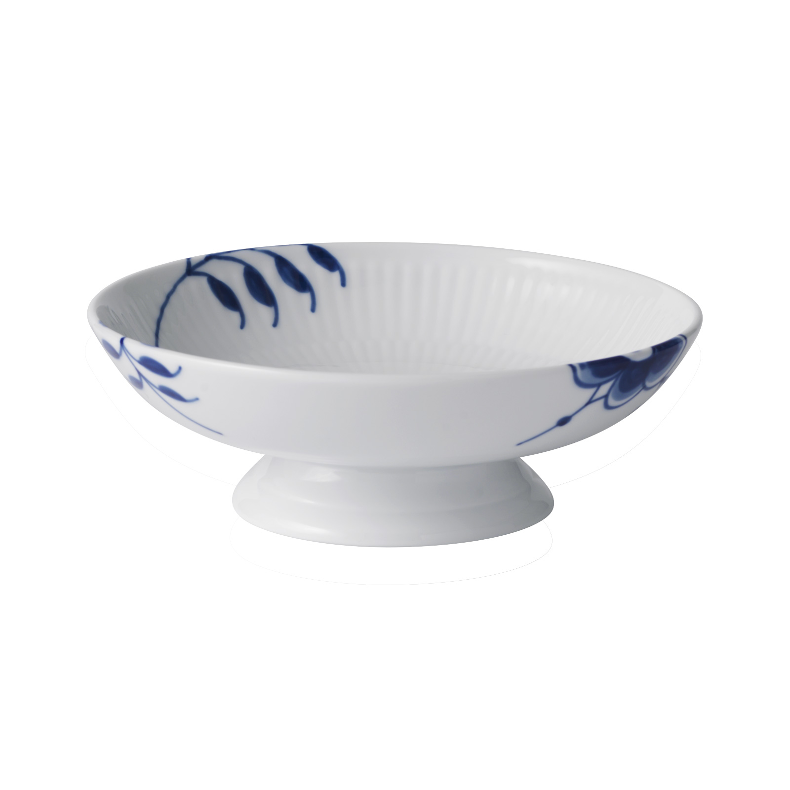 Royal Copenhagen Mega Blau Gerippt Schale auf Fuß 18,0cm