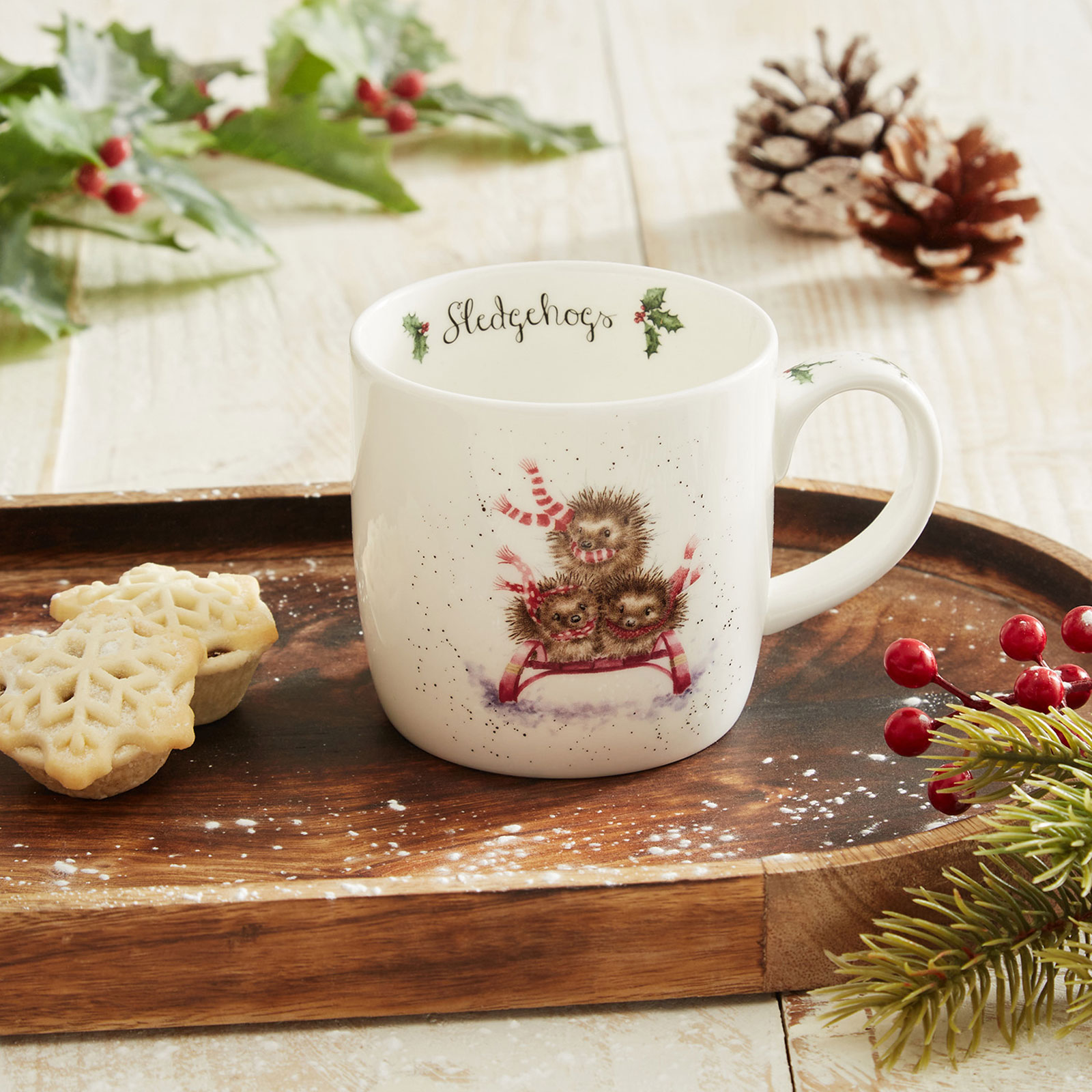 Royal Worcester Wrendale Designs Becher Sledgehogs / Igel 0,31ltr. (Christmas Collection)