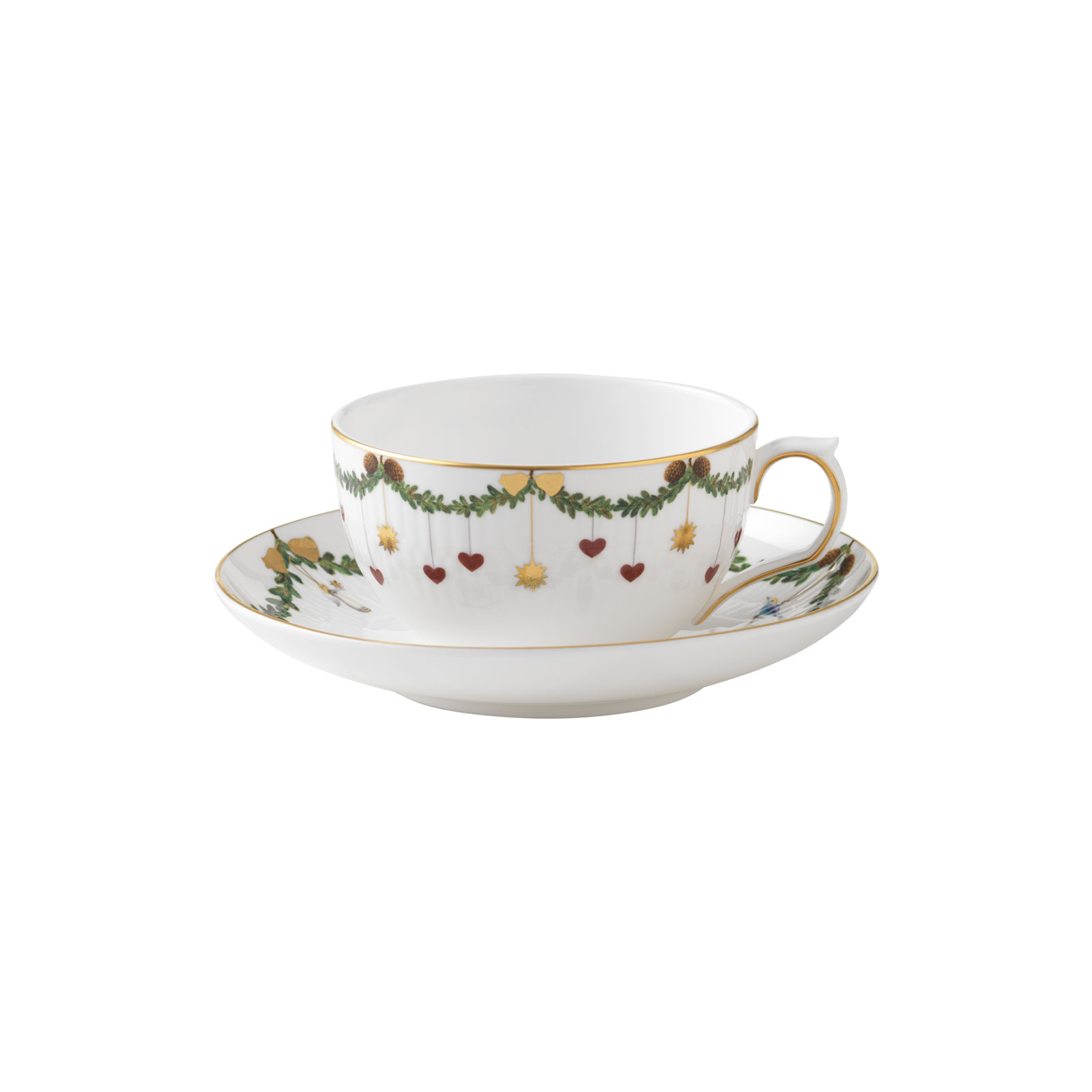 Royal Copenhagen Star Fluted Christmas Teetasse mit Untertasse 0,32ltr.