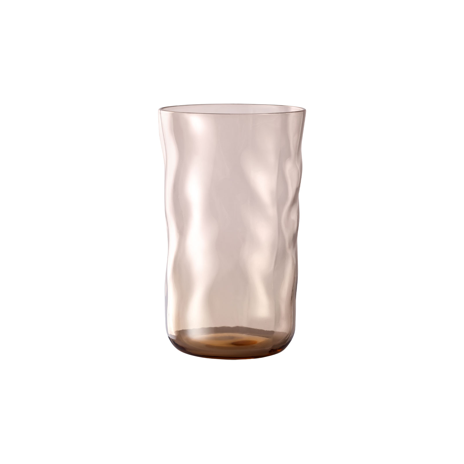 Das Swirl Longdrinkglas in Glow von Paveau ist ein hohes pfirsichfarbenes Wasserglas.