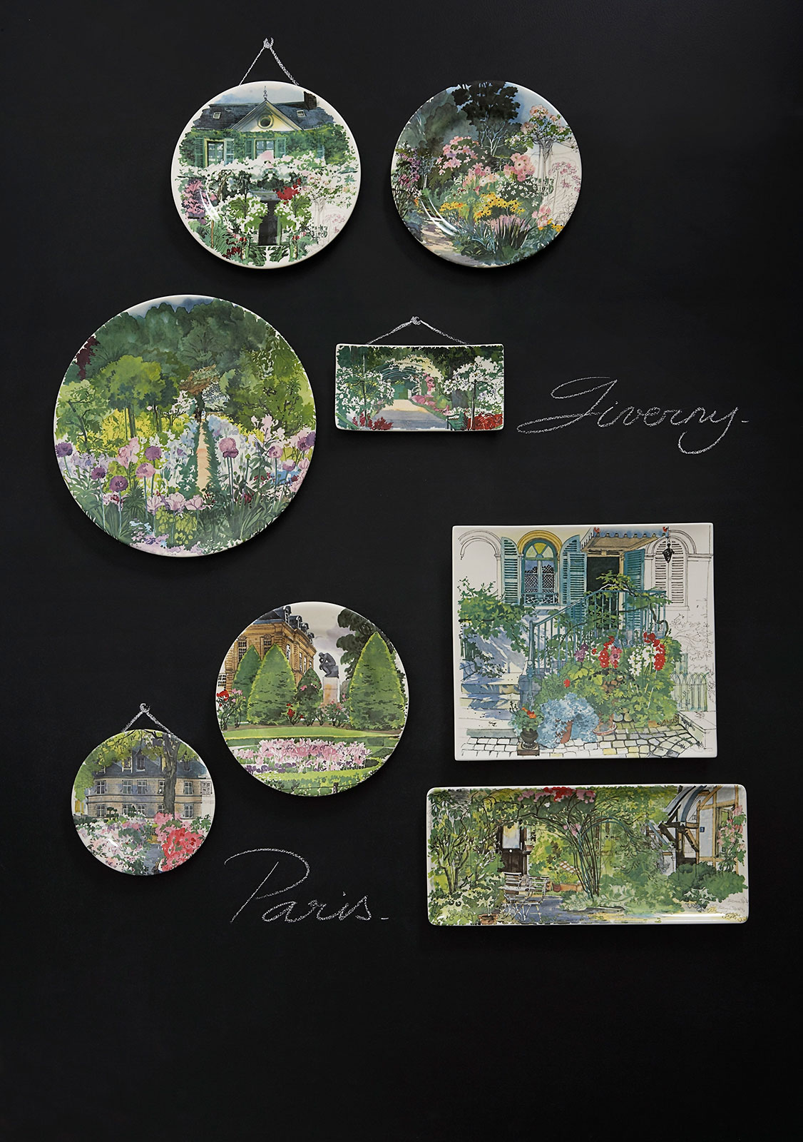 Gien Paris à Giverny Platte rechteckig 29,5x26,5cm