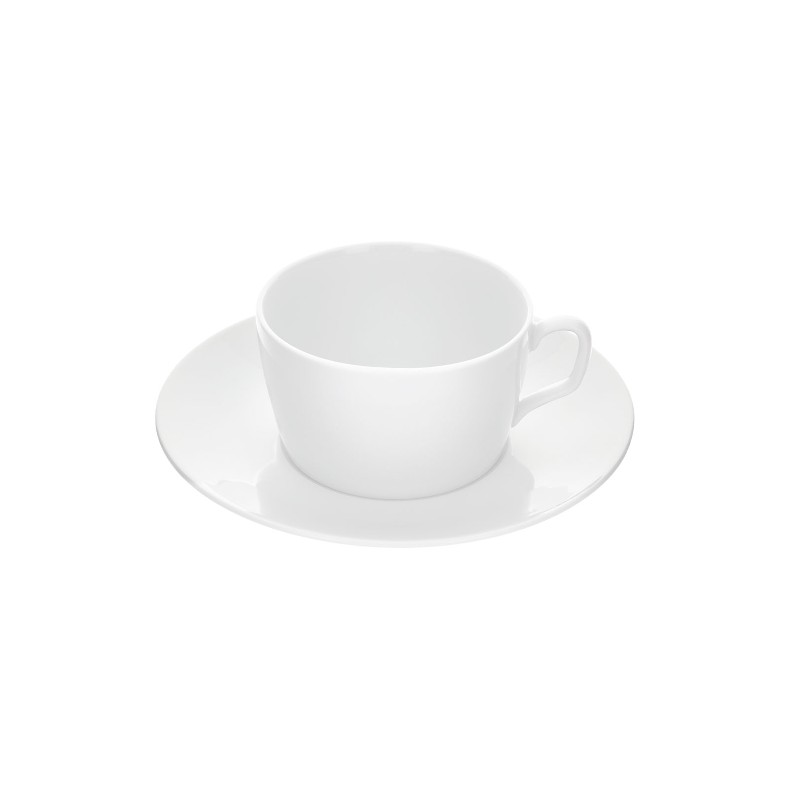 Die Cosmopolitan weiß Kaffeetasse mit Untertasse von Meissen ist eine kleine weiße Porzellantasse mit einer passenden Untertasse.