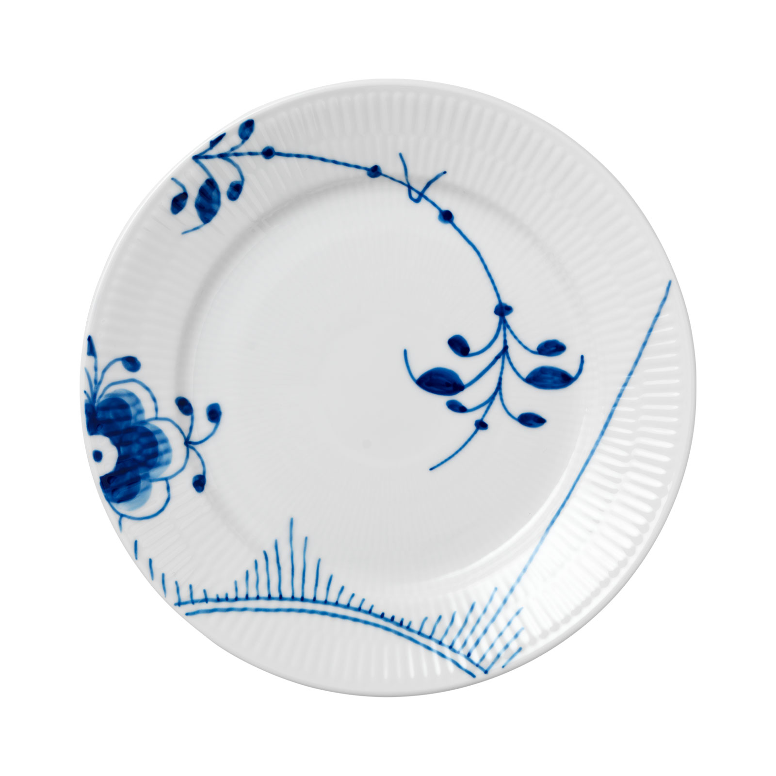 Royal Copenhagen Mega Blau Gerippt Frühstücksteller 22cm Dekor 2 2382622