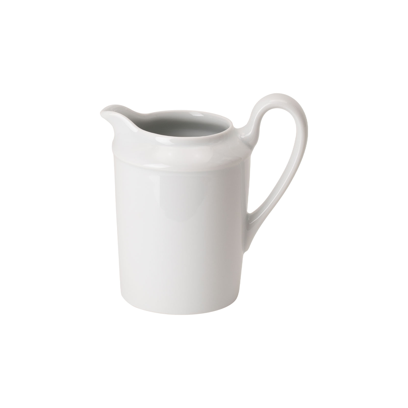 Das Limoges weiß Milchkännchen ist ein kleiner, zylindrischer Krug mit einem geschwungenen Henkel.