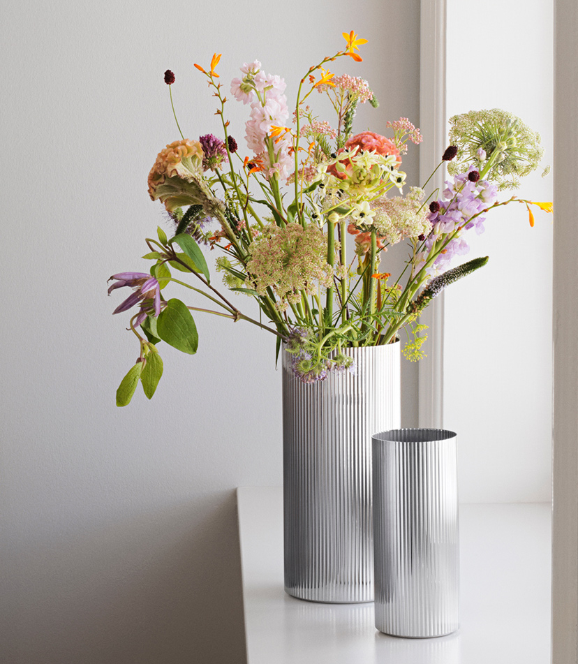 Georg Jensen Bernadotte Vase groß 26cm Edelstahl