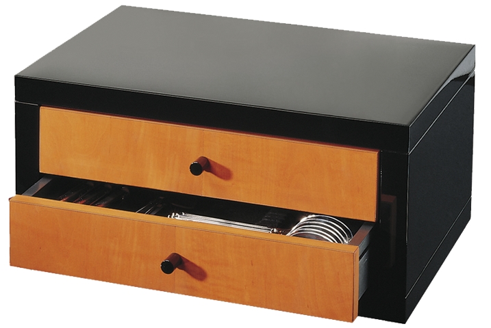 Robbe & Berking Kassette Birnbaum schwarz lackiert für 263 Besteck
