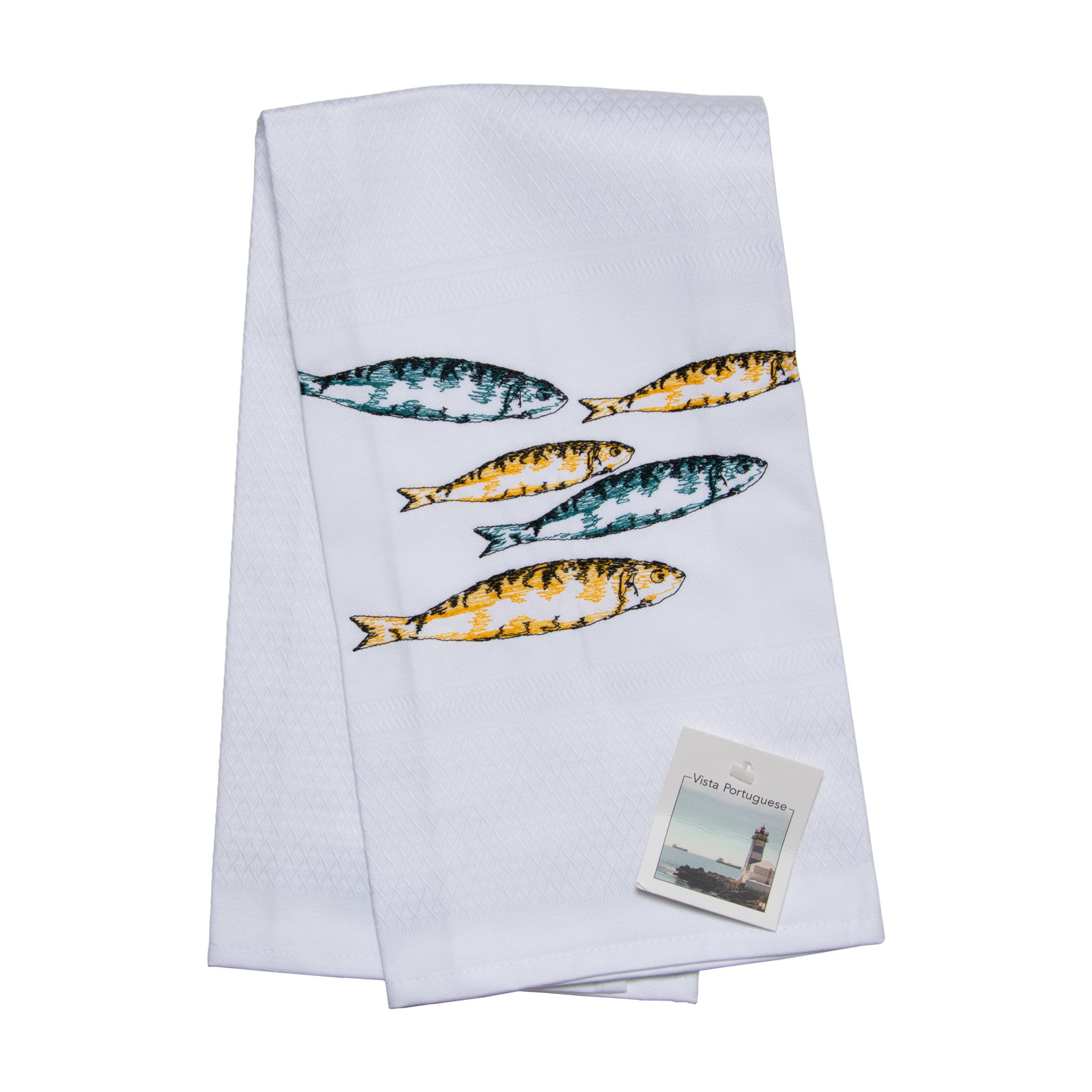 Vista Portuguese Geschirrtuch Fische Yellow/ Green  50x70cm