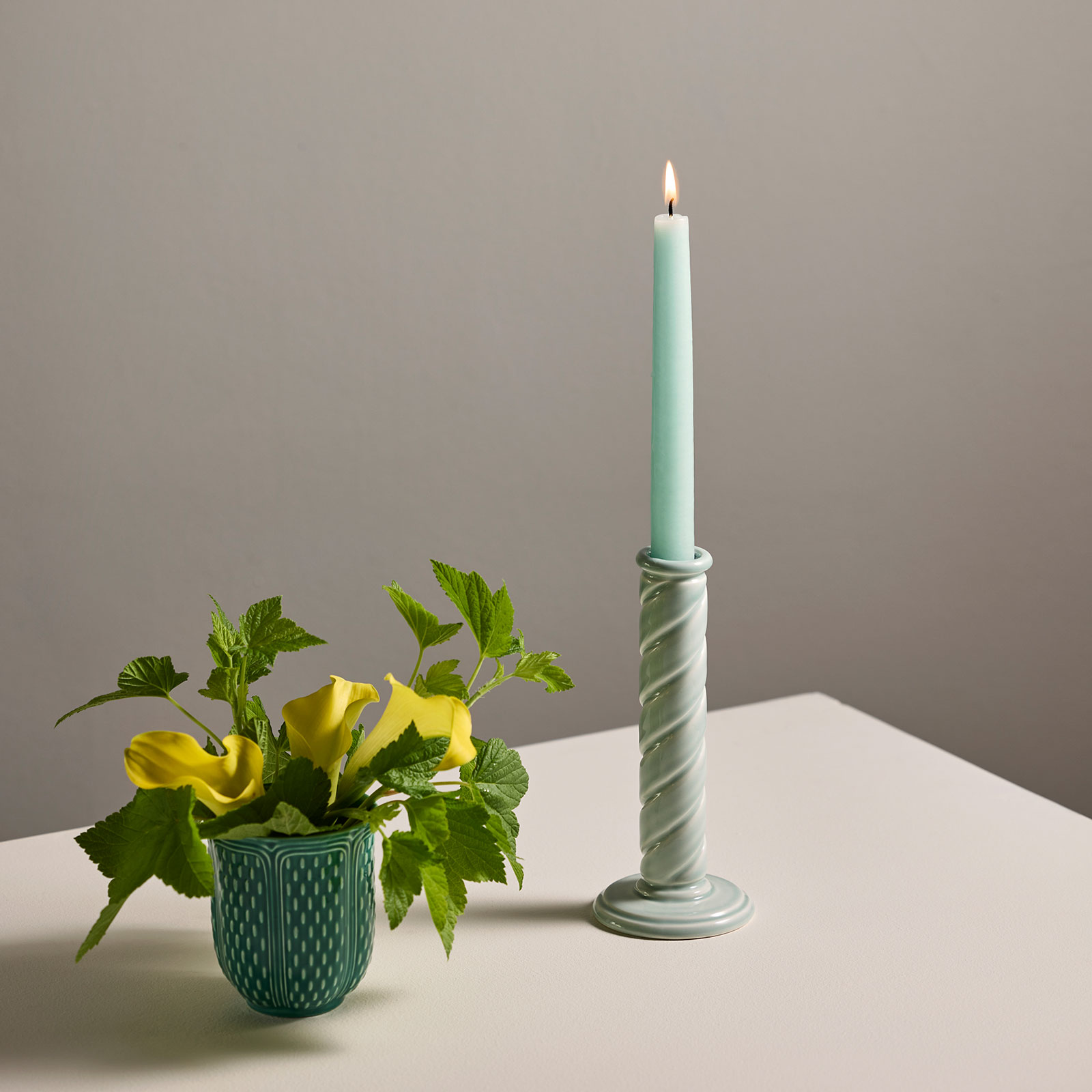 Gien Berlingot Kerzenleuchter groß Celadon