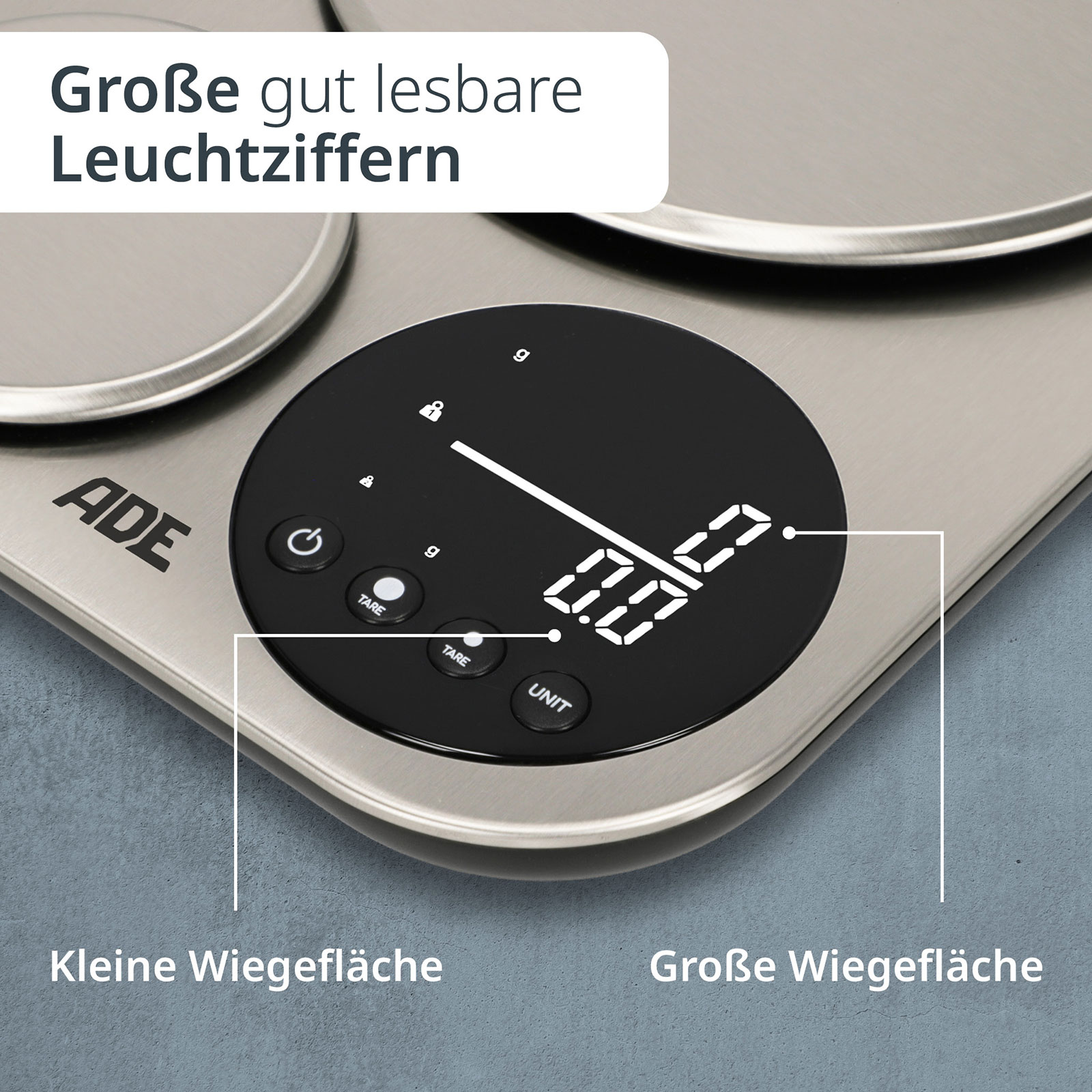 ADE Isabella Digitale Küchenwaage KE2354 2Wiegeflächen