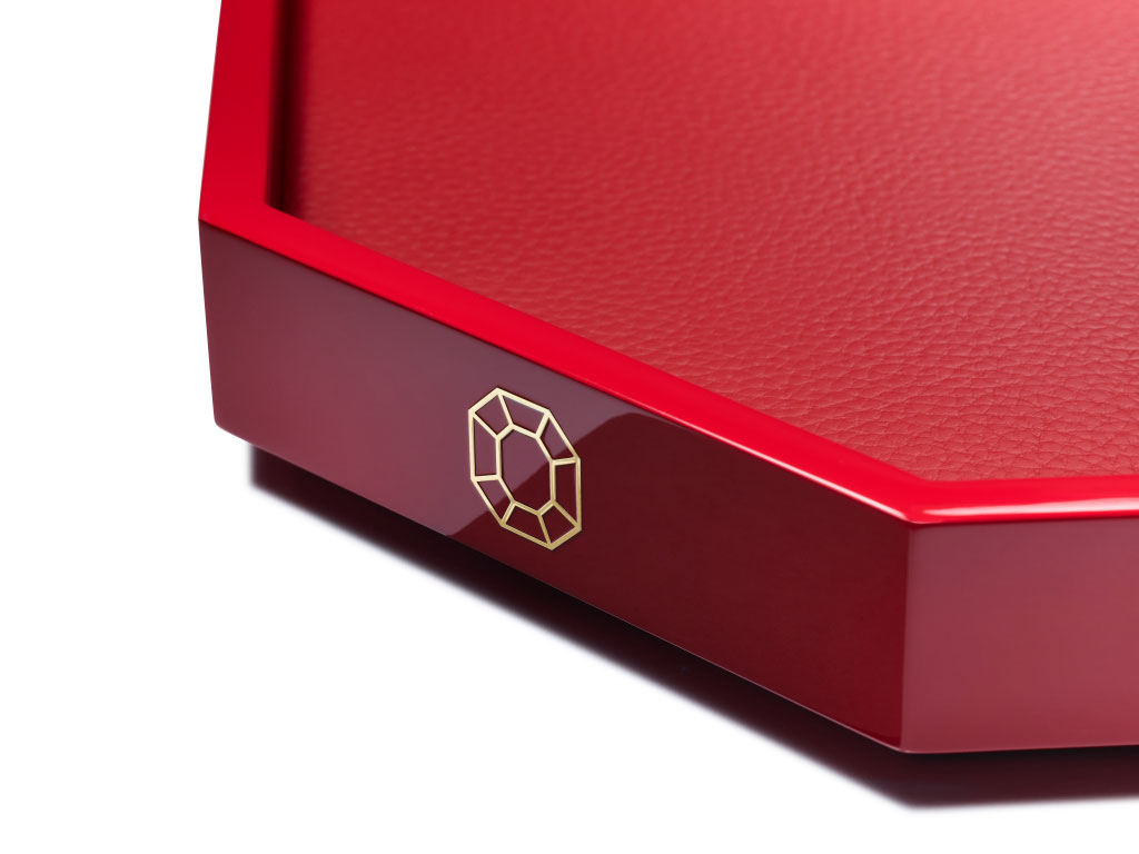 Baccarat Octogone Lack-Tablett L rot