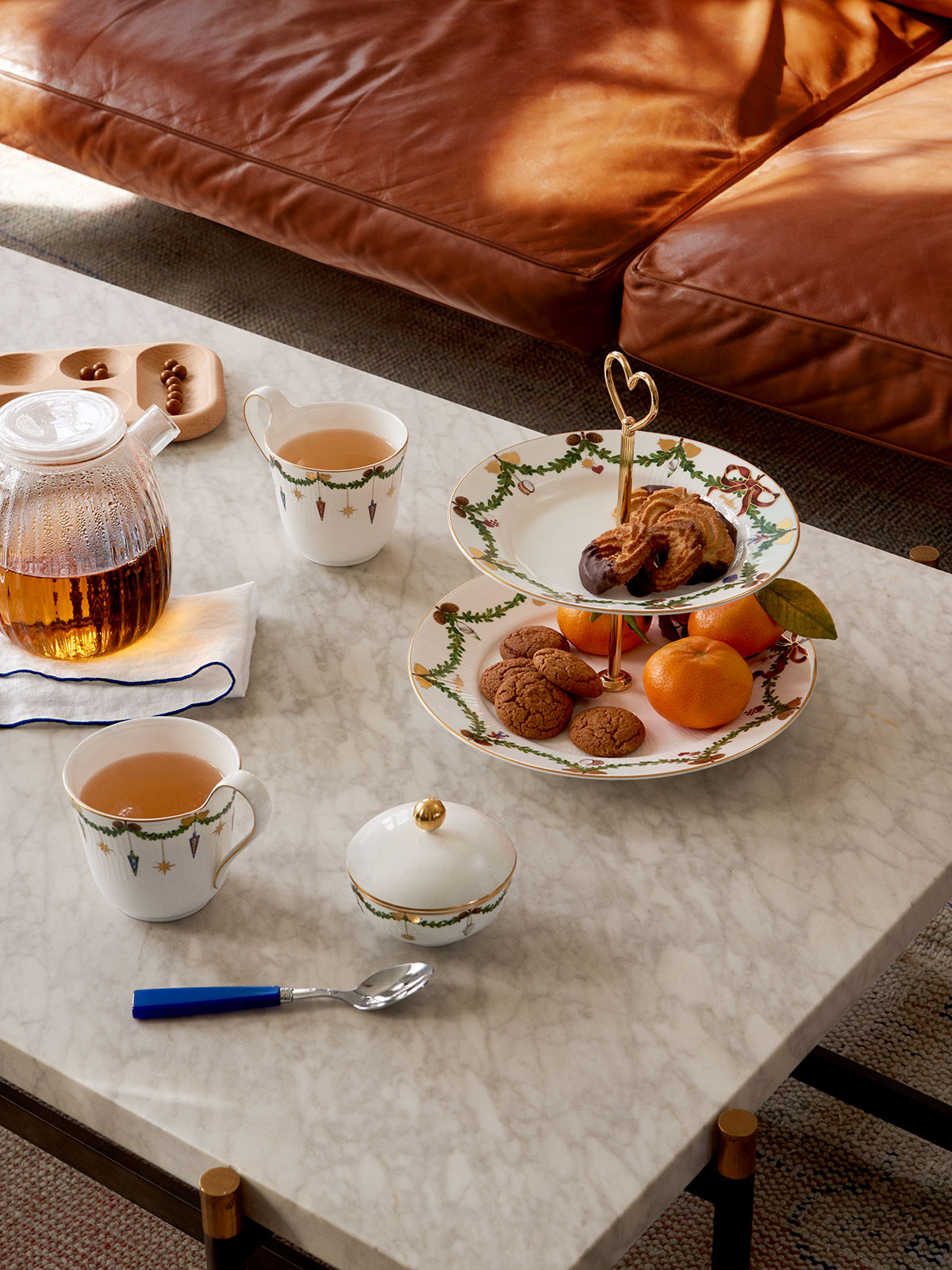 Royal Copenhagen Star Fluted Christmas Zuckerdose mit Deckel